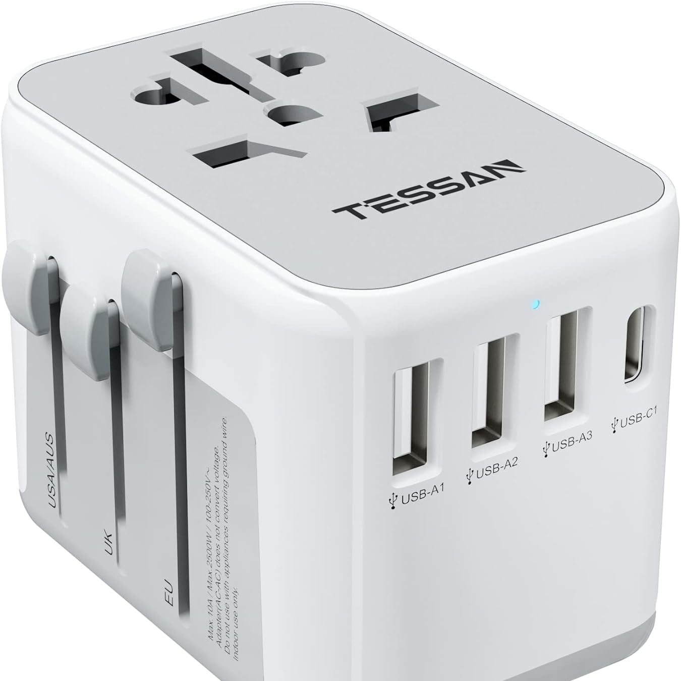 TESSAN Universal Travel Adapter with 4 USB Ports and USB‑C